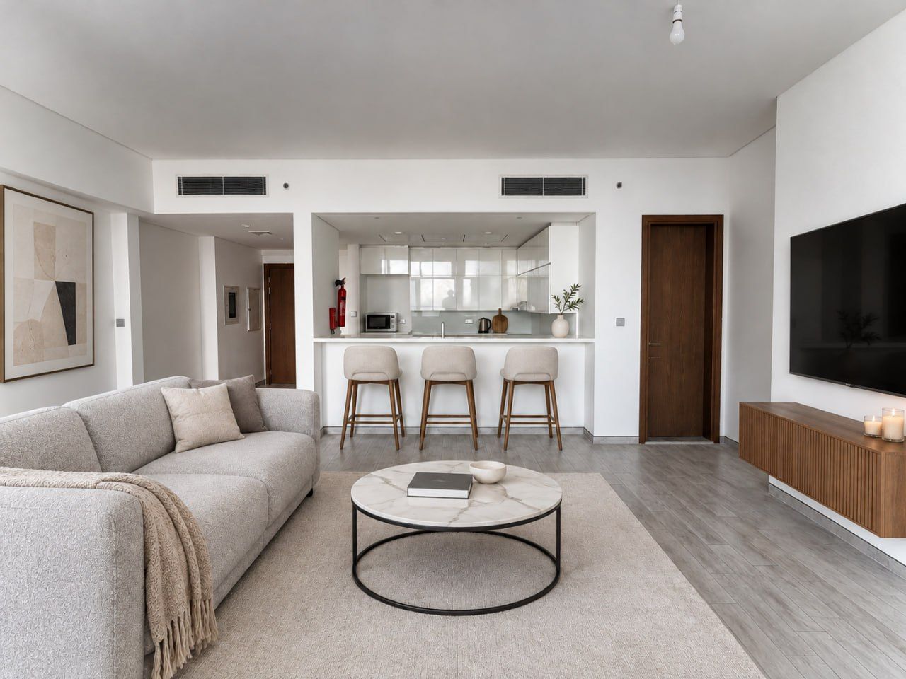 The same living room after staging